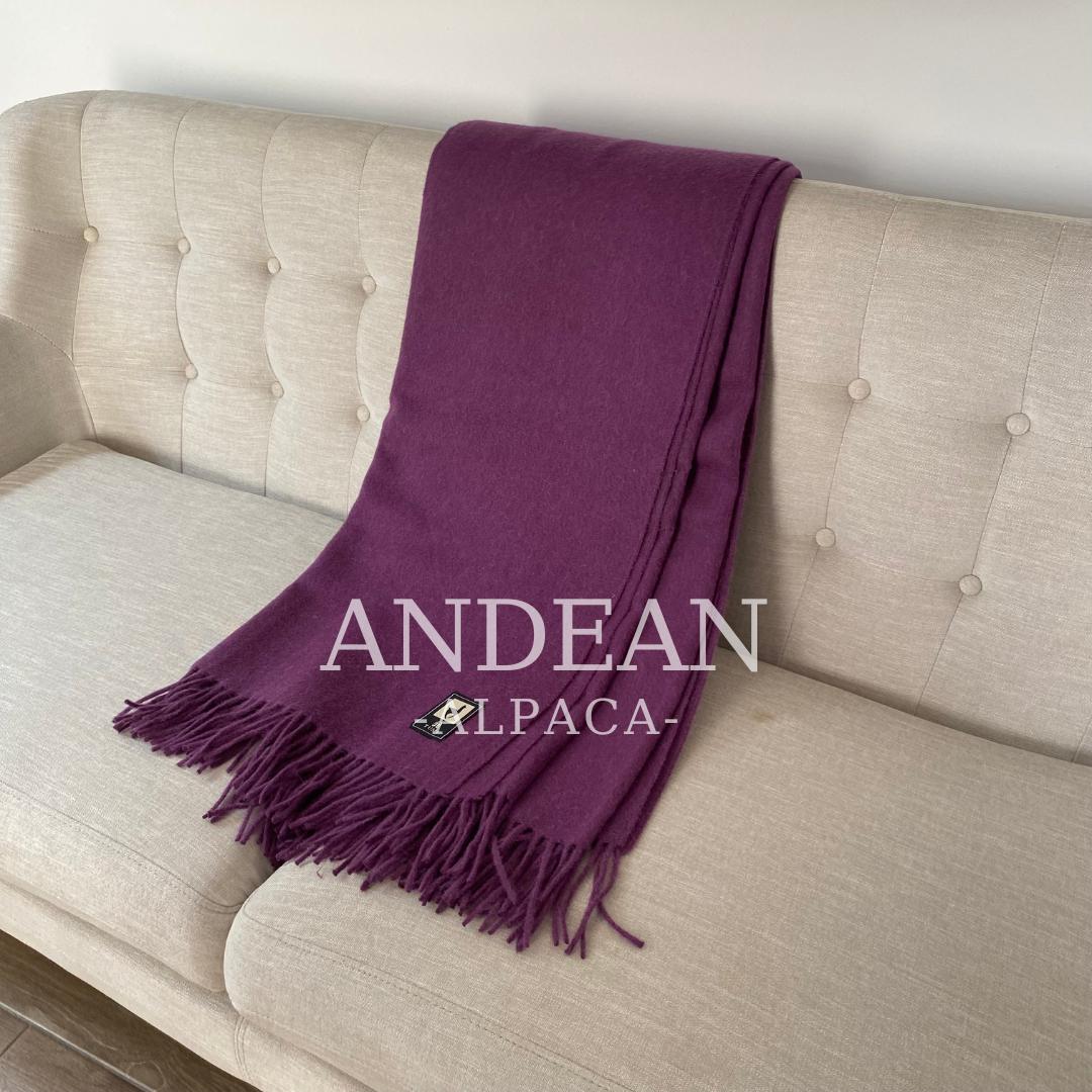 Peruvian Alpaca Throw Blanket / Solid Color Wool / Handwoven Minimalist Decor / Cozy Soft Gift / Natural Home Accent - Red