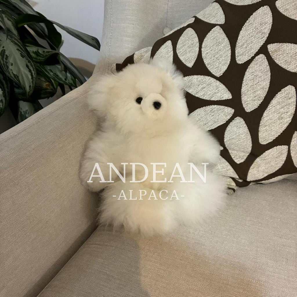 Handmade Baby Alpaca Teddy Bear – Plush Peruvian Keepsake - White