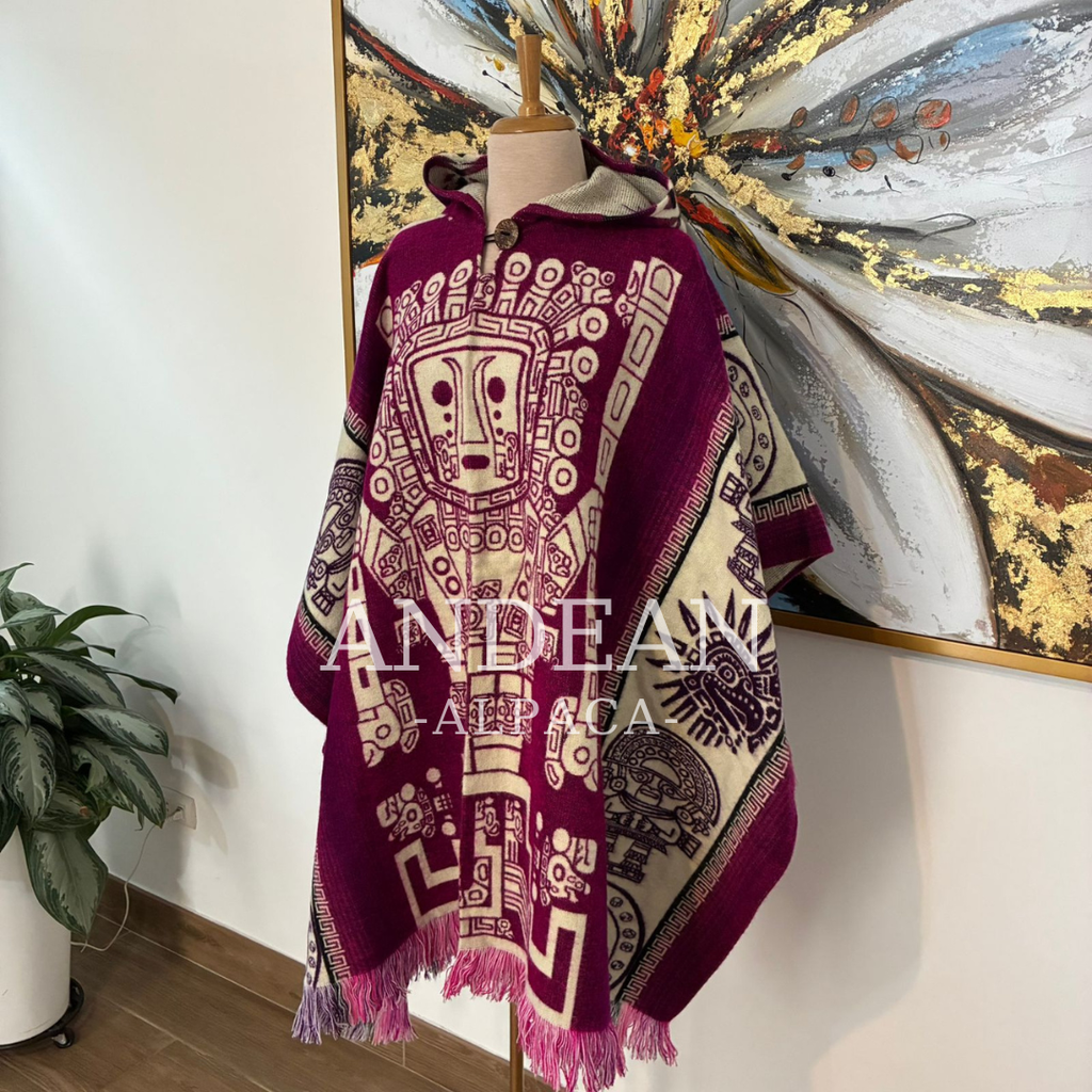 Handmade Inca Poncho with Hood / Warm Unisex Peruvian Alpaca Wool Poncho