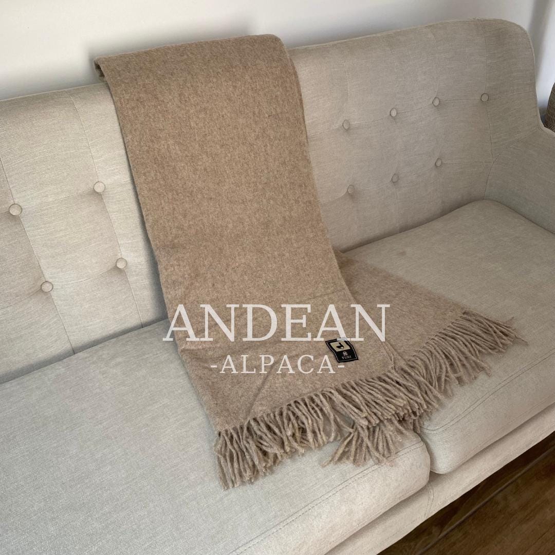 Peruvian Alpaca Throw Blanket / Solid Color Wool / Handwoven Minimalist Decor / Cozy Soft Gift / Natural Home Accent - Red