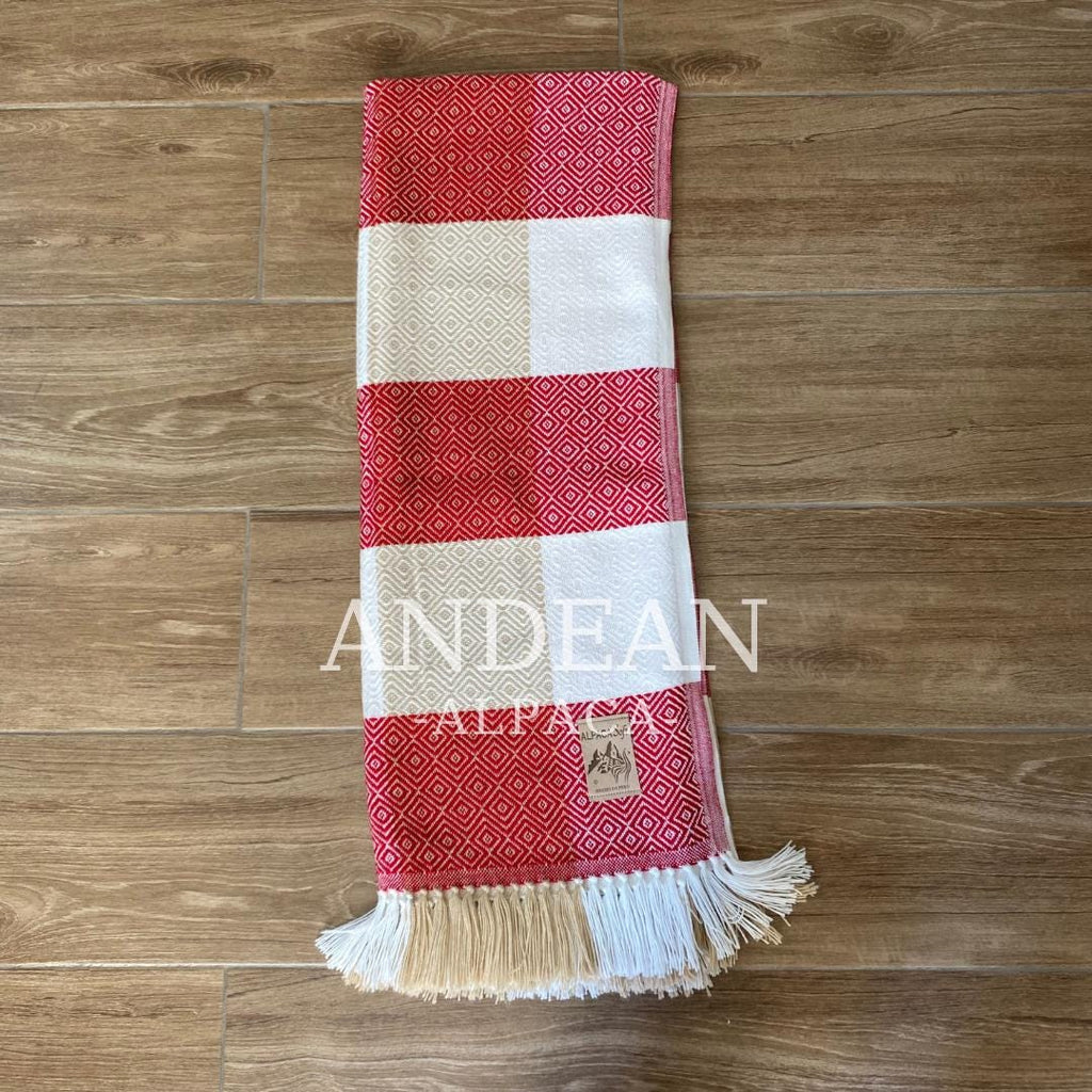 Handwoven Alpaca Throw Blanket: Andean Textile, Boho Decor - Black and White