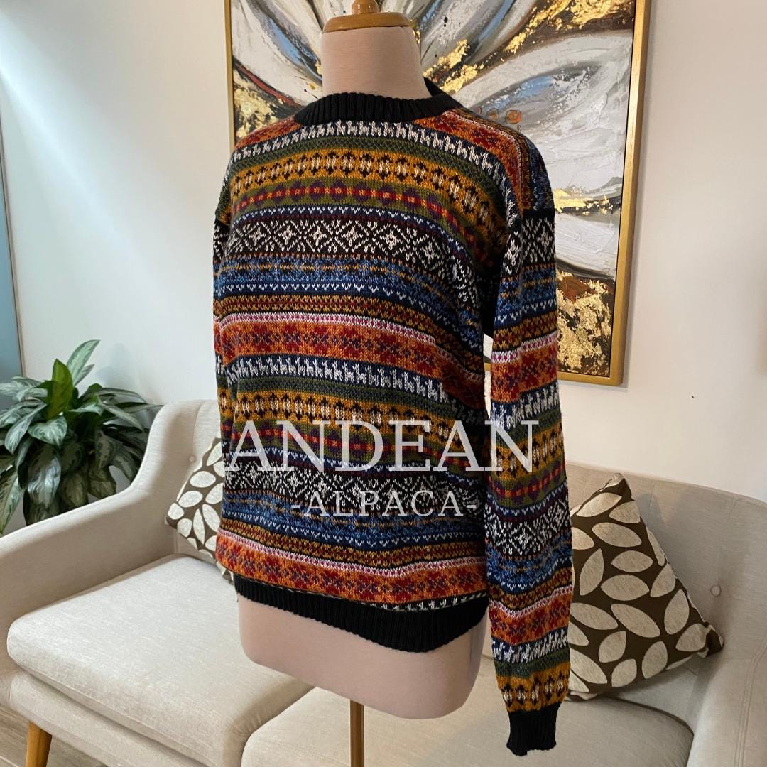 ALPACA SWEATER / Handmade Unisex Jumper / Artisan Andean Pullover / Traditional Peruvian Sweater / Authentic Alpaca Clothing