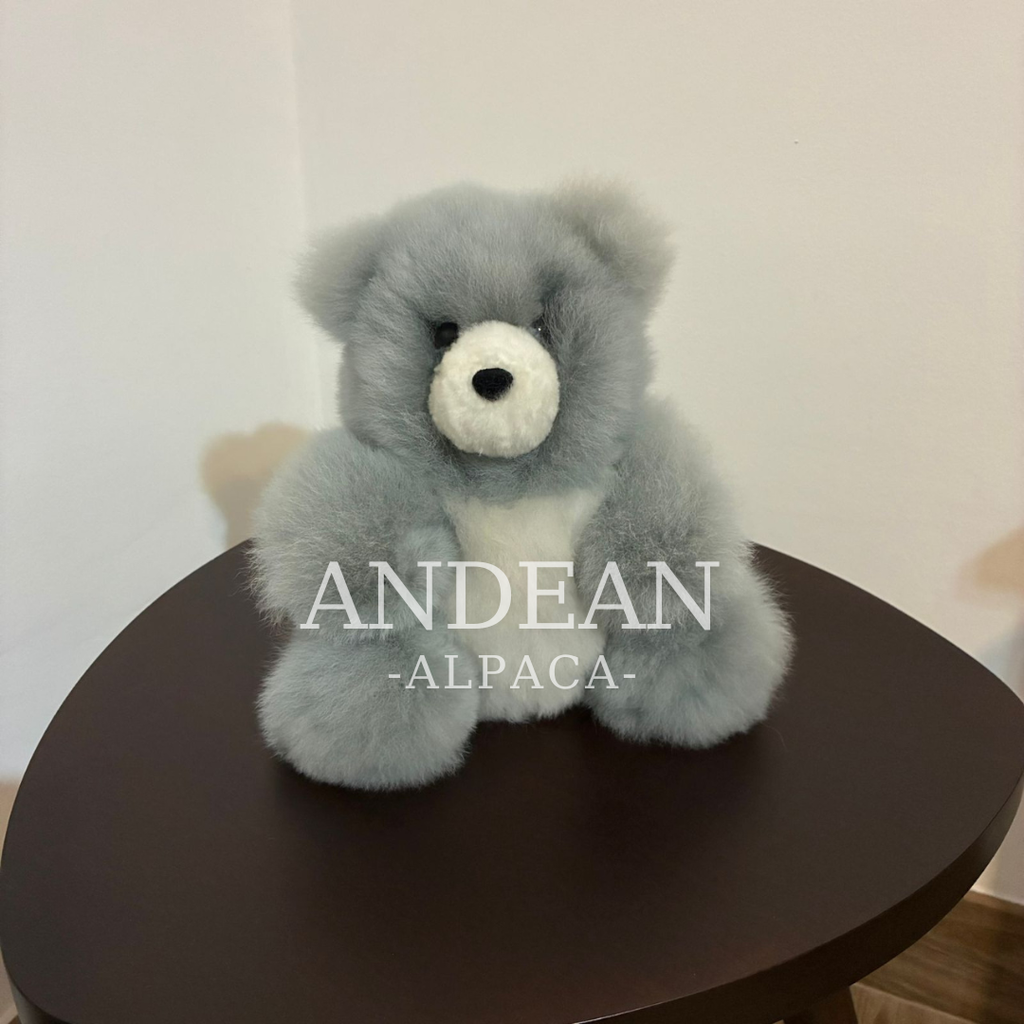 Fluffy Alpaca Teddy Bear - Soft Plush Toy - Handmade Stuffed Animal - Gray