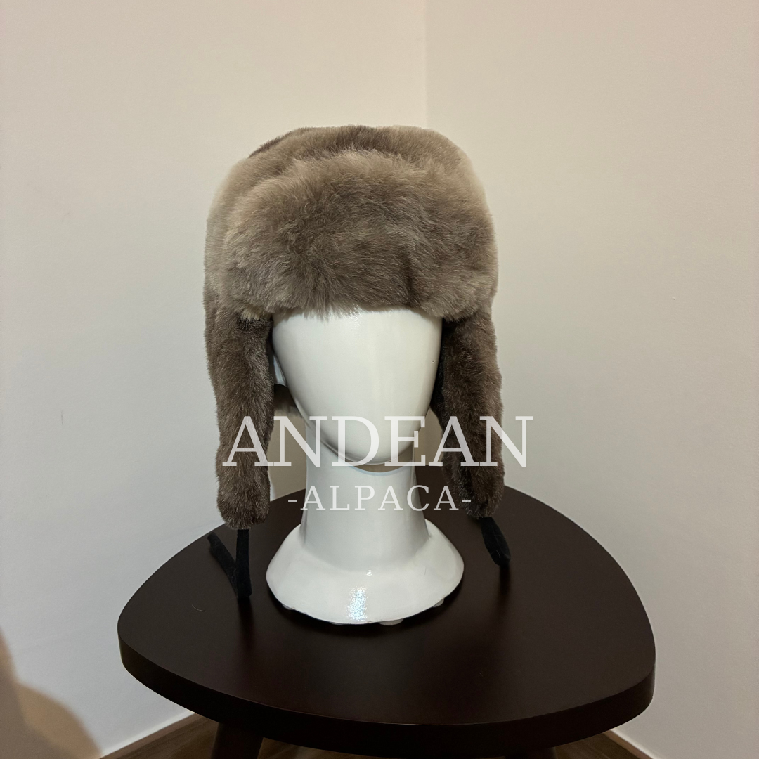 Baby Alpaca Fur Hat – Handmade Peruvian Cossack Hat, Unisex Russian Style Winter Hat - Gray