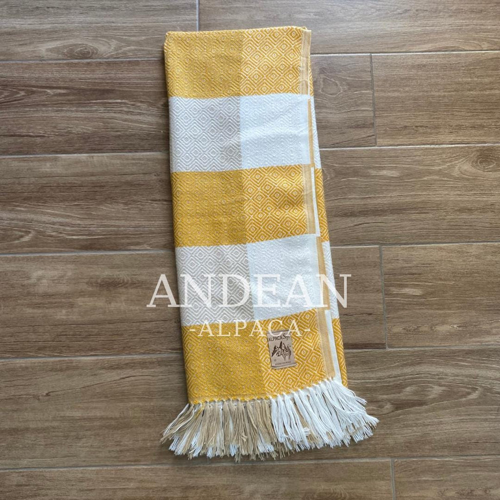 Handwoven Alpaca Throw Blanket: Andean Textile, Boho Decor - Black and White