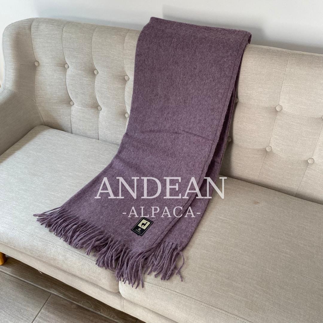 Peruvian Alpaca Throw Blanket / Solid Color Wool / Handwoven Minimalist Decor / Cozy Soft Gift / Natural Home Accent - Red