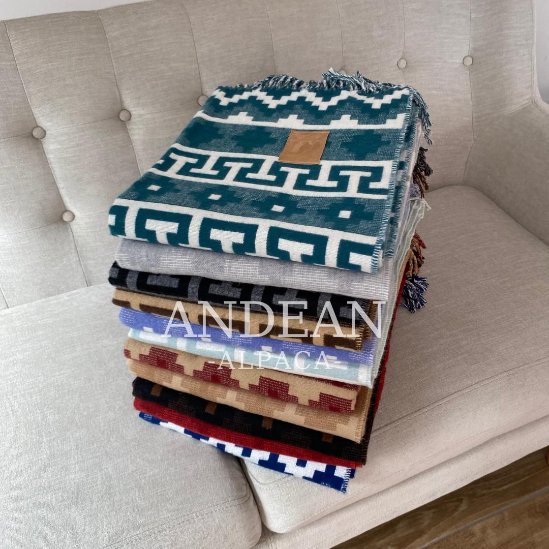 Manta de alpaca tejida a mano: manta peruana, decoración bohemia para el hogar