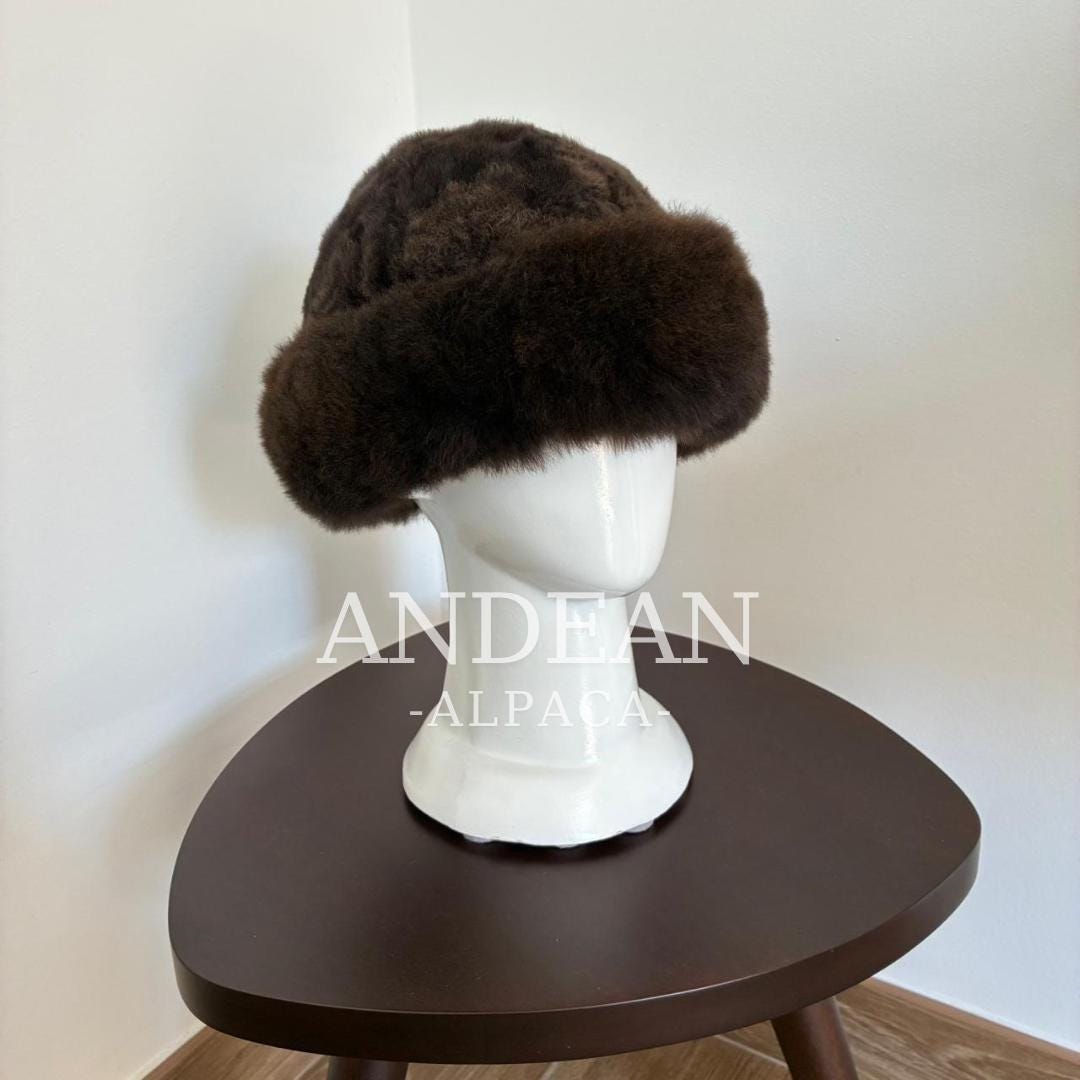 Gorro de piel de alpaca bebé – Gorro cosaco peruano hecho a mano, gorro de invierno unisex estilo ruso, piel de alpaca auténtica, gorro cálido de lujo, peruano