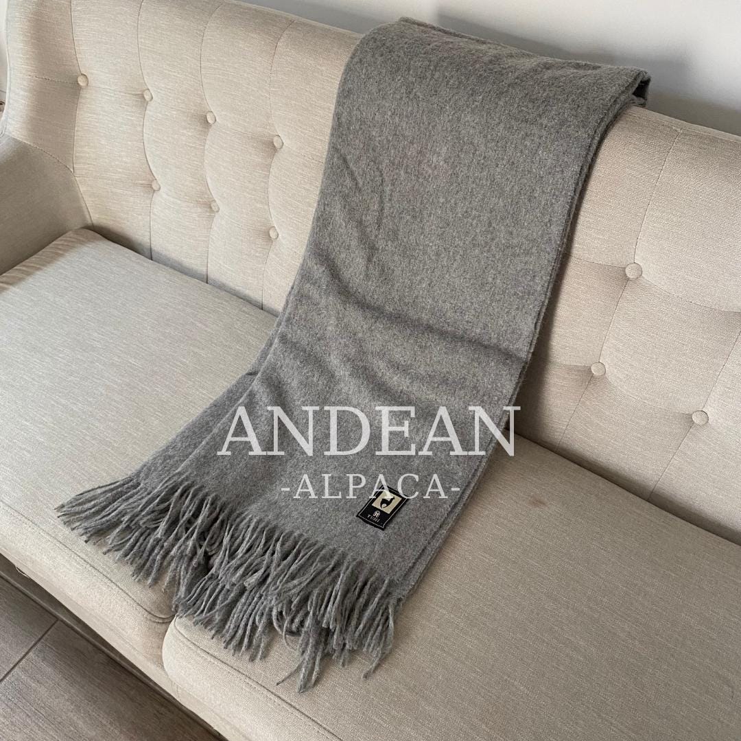 Peruvian Alpaca Throw Blanket / Solid Color Wool / Handwoven Minimalist Decor / Cozy Soft Gift / Natural Home Accent - Red
