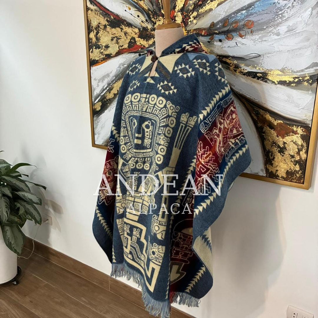 Handmade Inca Poncho with Hood / Warm Unisex Peruvian Alpaca Wool Poncho