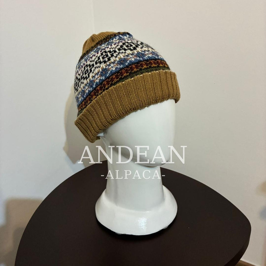 Handwoven Alpaca Wool Beanie – Andean Design, Unisex Winter Hat