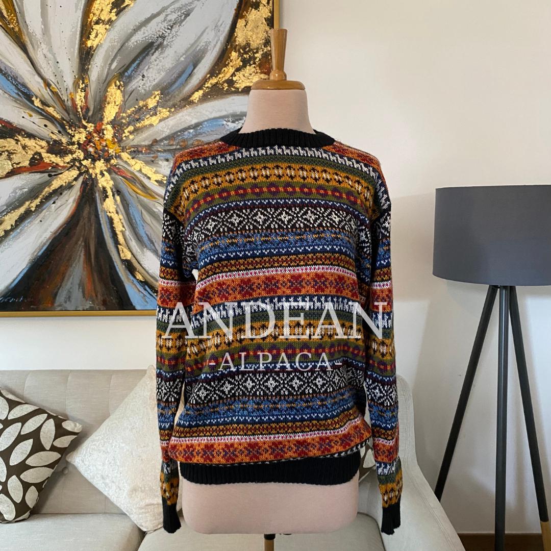 ALPACA SWEATER / Handmade Unisex Jumper / Artisan Andean Pullover / Traditional Peruvian Sweater / Authentic Alpaca Clothing