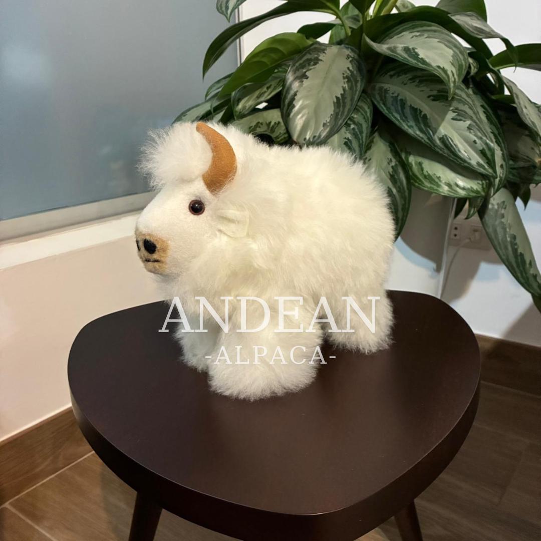 Handmade baby alpaca buffalo. Soft plush toy, 100% alpaca fur. Peruvian gift. Handmade souvenir - Brown