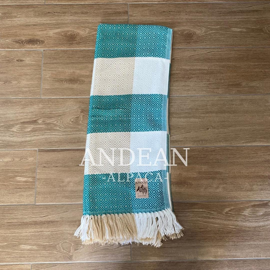 Handwoven Alpaca Throw Blanket: Andean Textile, Boho Decor - Black and White
