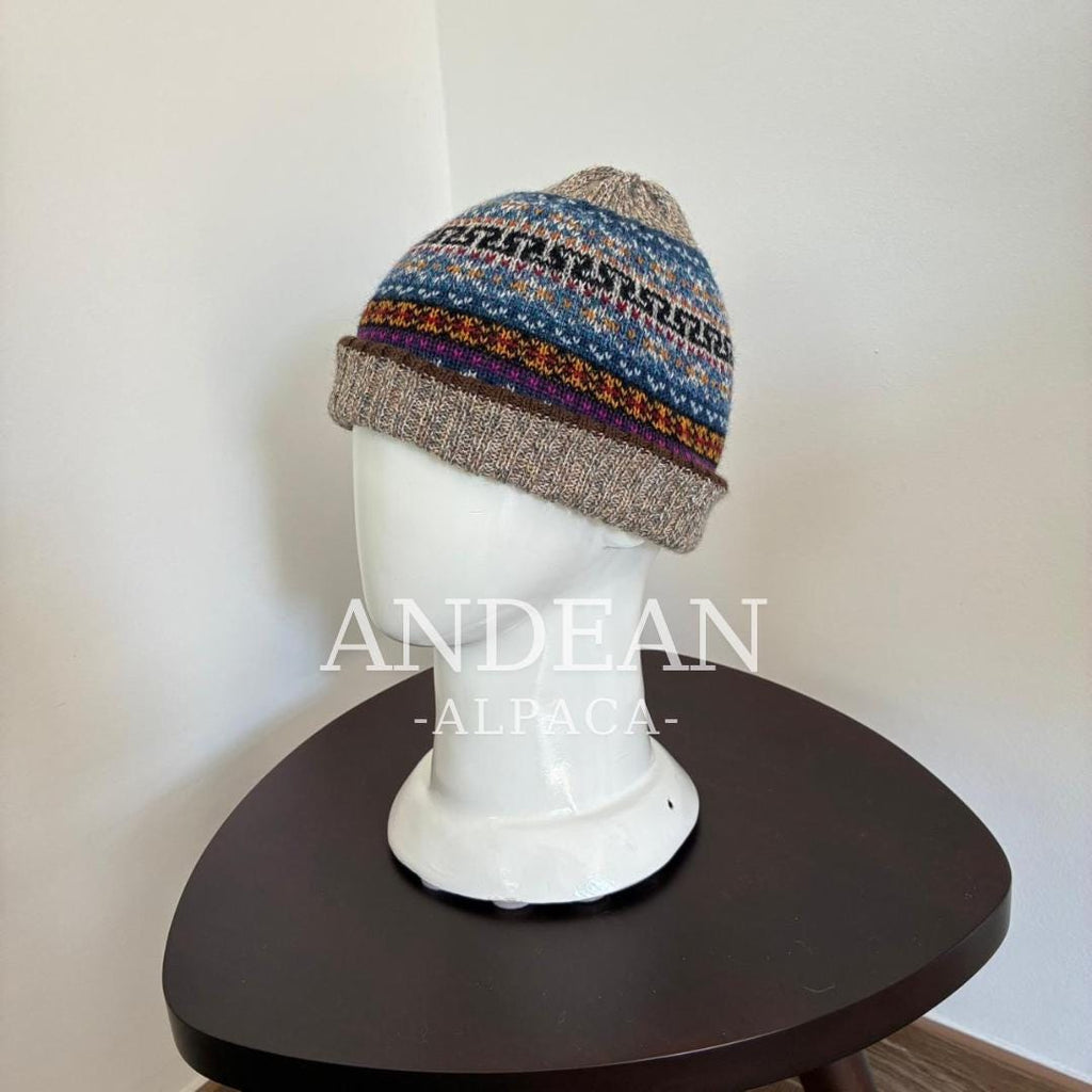 Handwoven Alpaca Wool Beanie – Andean Design, Unisex Winter Hat