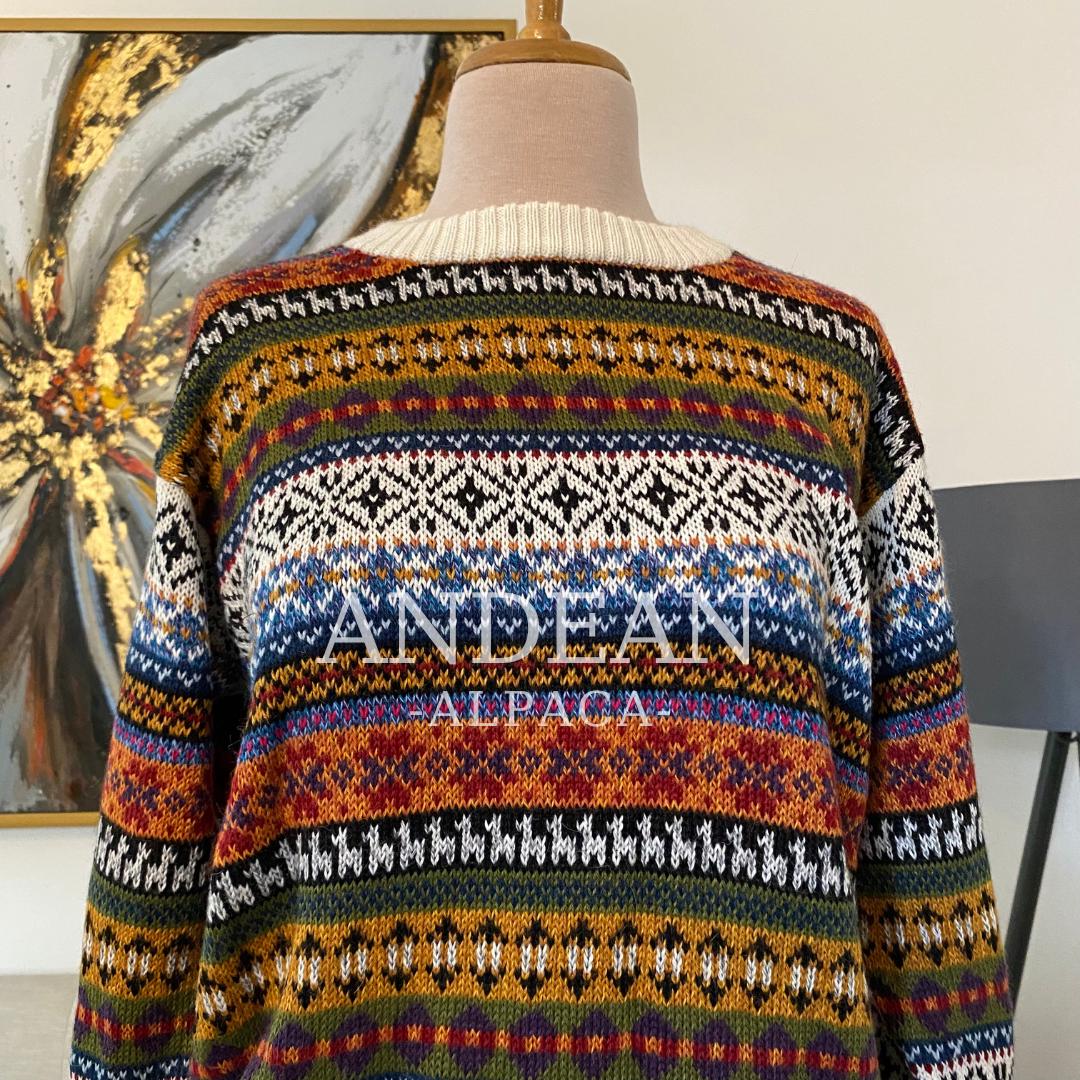 ALPACA SWEATER / Handmade Unisex Jumper / Artisan Andean Pullover / Traditional Peruvian Sweater / Authentic Alpaca Clothing