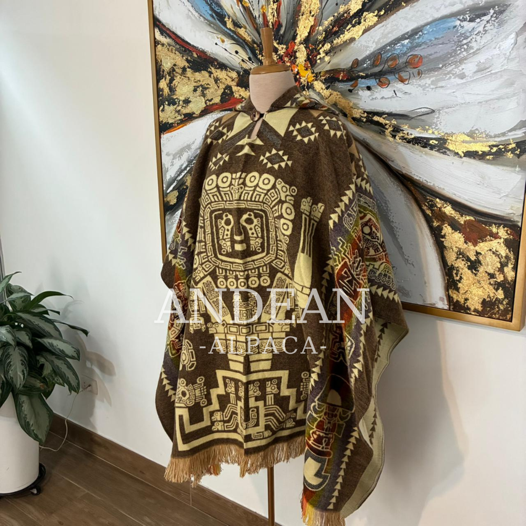 Handmade Inca Poncho with Hood / Warm Unisex Peruvian Alpaca Wool Poncho