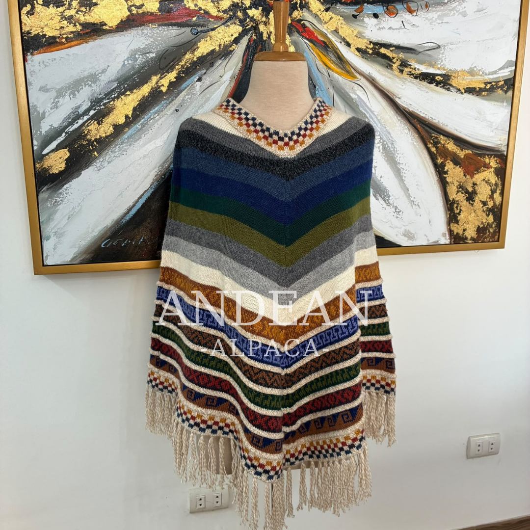 Poncho peruano de alpaca - Diseño 3