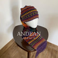 Handwoven Alpaca Wool Beanie & Scarf Set – Unisex Boho Winter Hat, Peruvian Artisan - Design 3