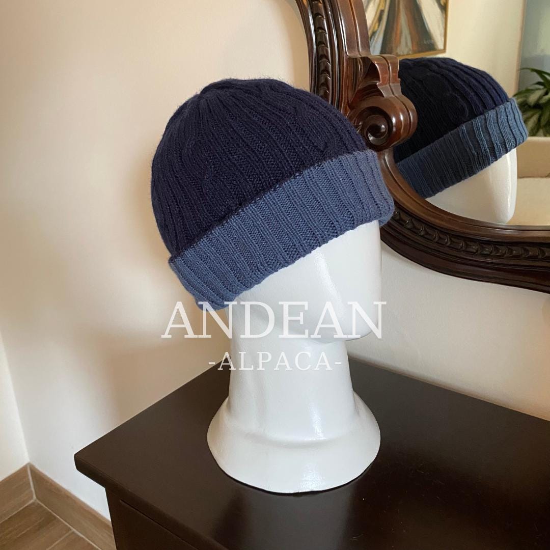 Gorro de lana de alpaca – Gorro de invierno unisex cálido – Gorro de punto bohemio reversible – Gorro holgado para hombre o mujer – Regalo hecho a mano