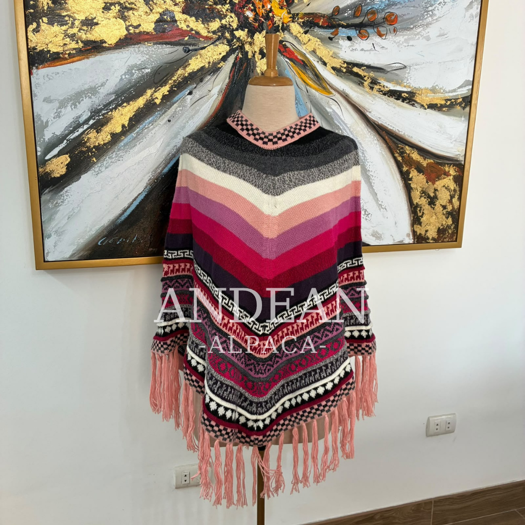 Poncho peruano de alpaca - Diseño 2