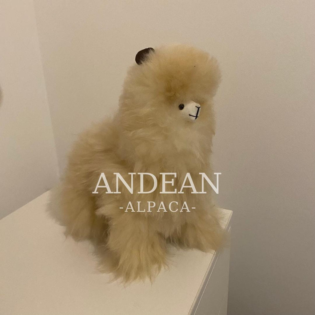 Baby Alpaca Figurine – Handmade Andean Ornament, Soft Alpaca Fur Toy - Brown
