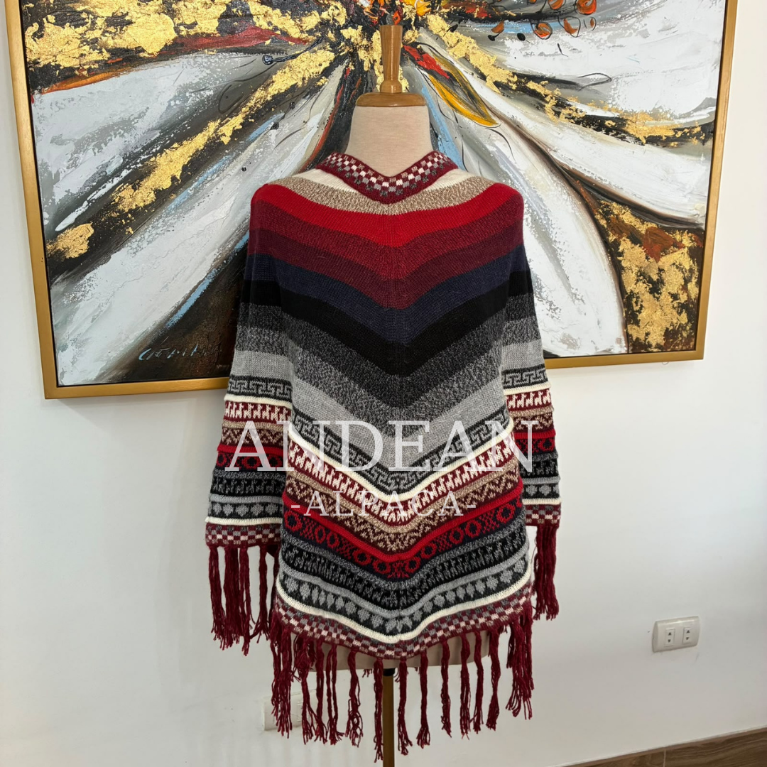 Poncho peruano de alpaca