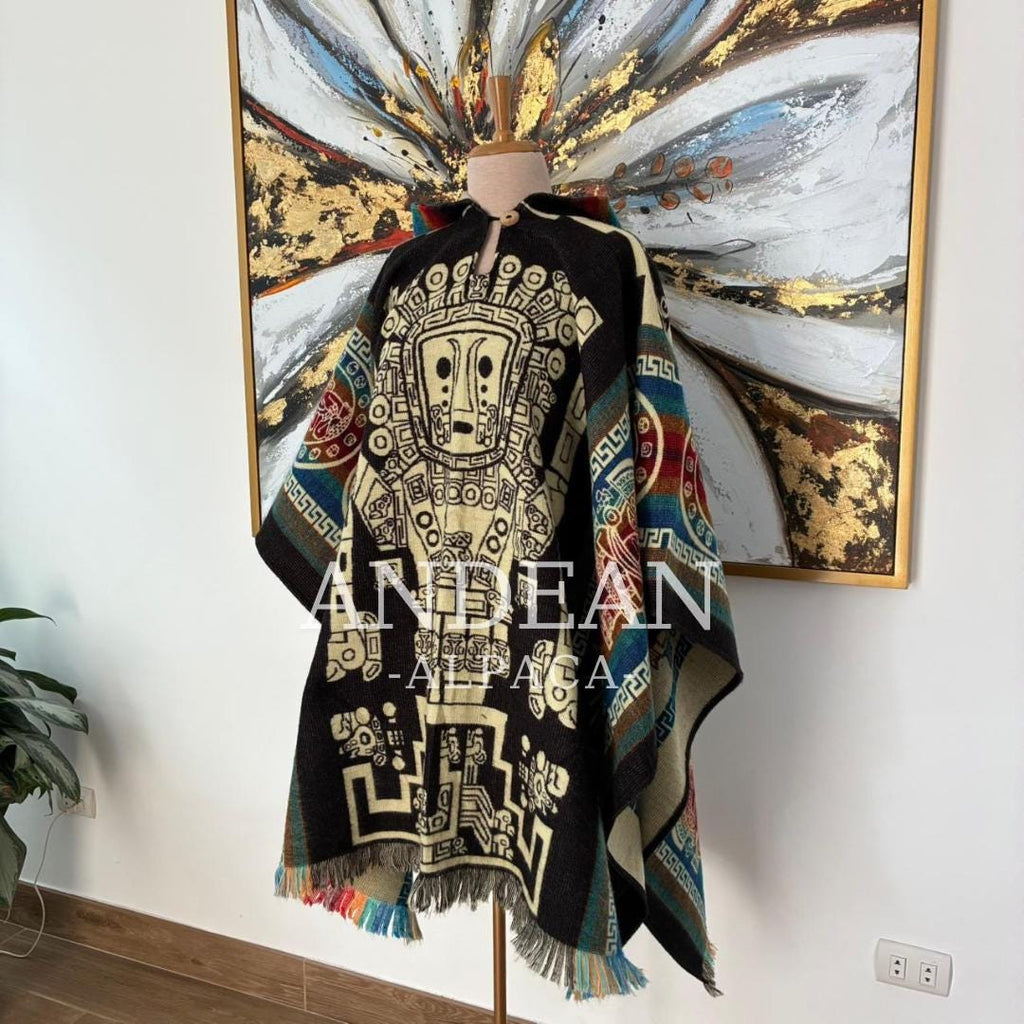 Handmade Inca Poncho with Hood / Warm Unisex Peruvian Alpaca Wool Poncho
