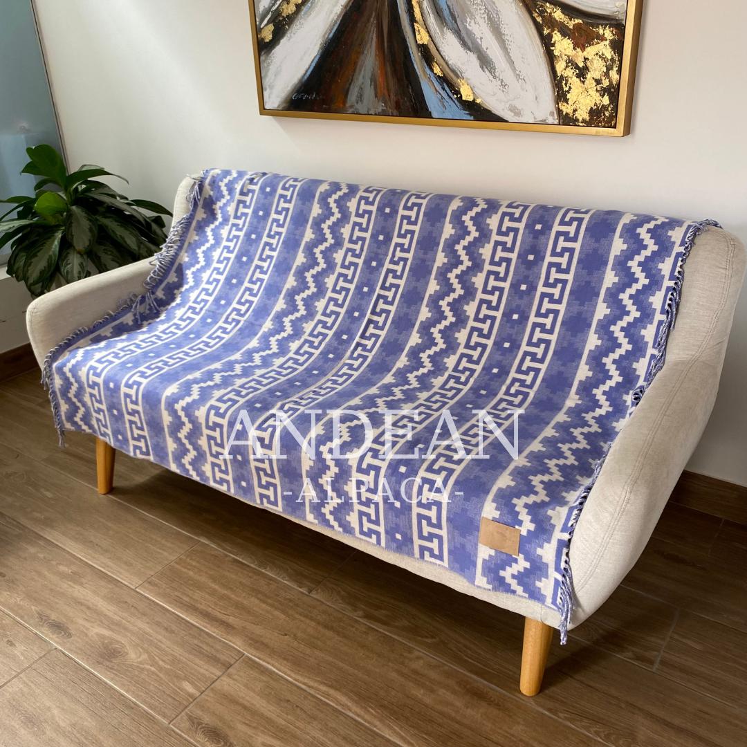 Manta de alpaca tejida a mano: manta peruana, decoración bohemia para el hogar