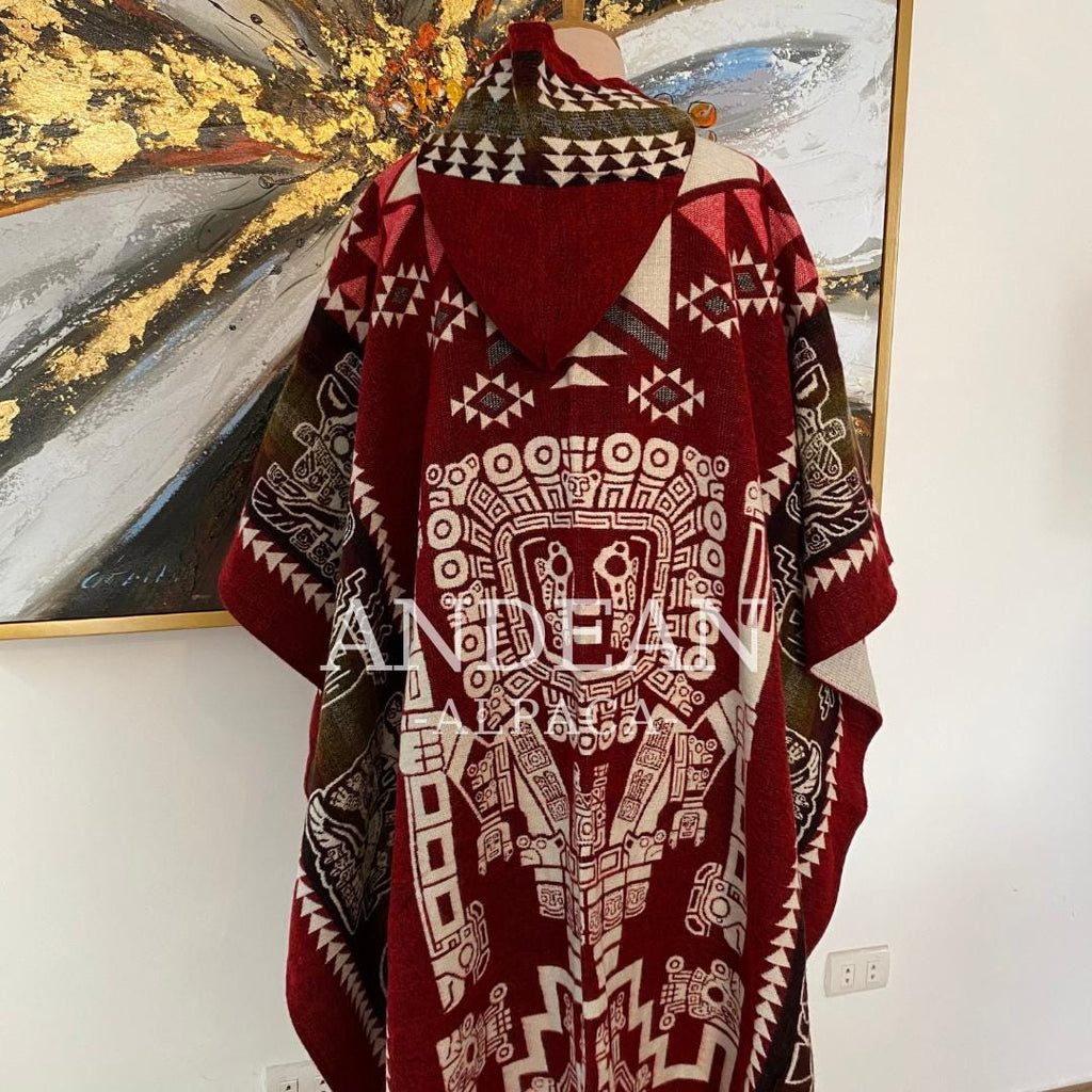 Handmade Inca Poncho with Hood / Warm Unisex Peruvian Alpaca Wool Poncho