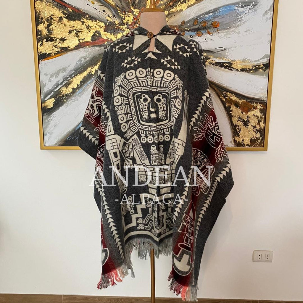 Handmade Inca Poncho with Hood / Warm Unisex Peruvian Alpaca Wool Poncho
