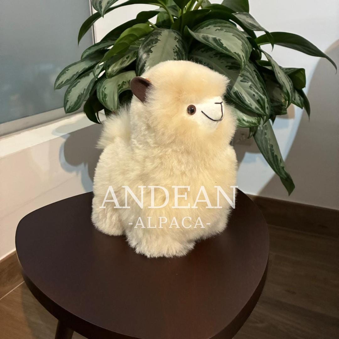 Handmade Baby Alpaca Toy – Andean Ornament, Peruvian Decor - Beige