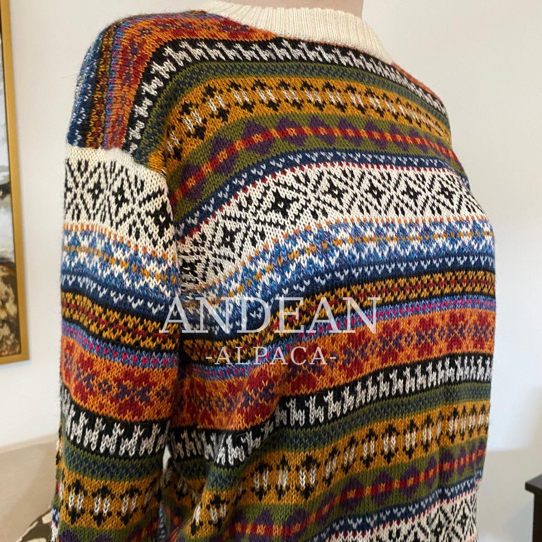 ALPACA SWEATER / Handmade Unisex Jumper / Artisan Andean Pullover / Traditional Peruvian Sweater / Authentic Alpaca Clothing