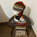 Handwoven Alpaca Wool Beanie & Scarf Set – Unisex Boho Winter Hat, Peruvian Artisan - Design 5