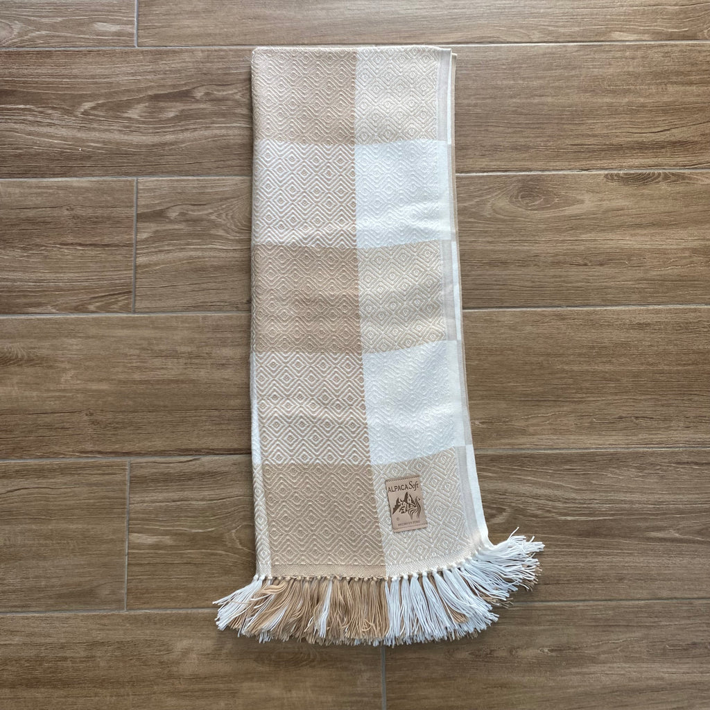 Handwoven Alpaca Throw Blanket: Andean Textile, Boho Decor - Black and White
