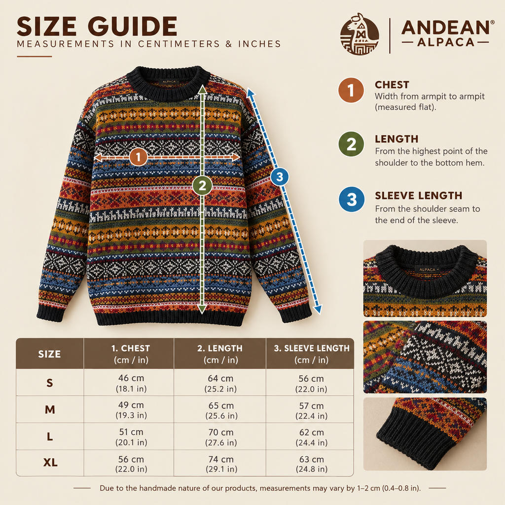 ALPACA SWEATER / Handmade Unisex Jumper / Artisan Andean Pullover / Traditional Peruvian Sweater / Authentic Alpaca Clothing