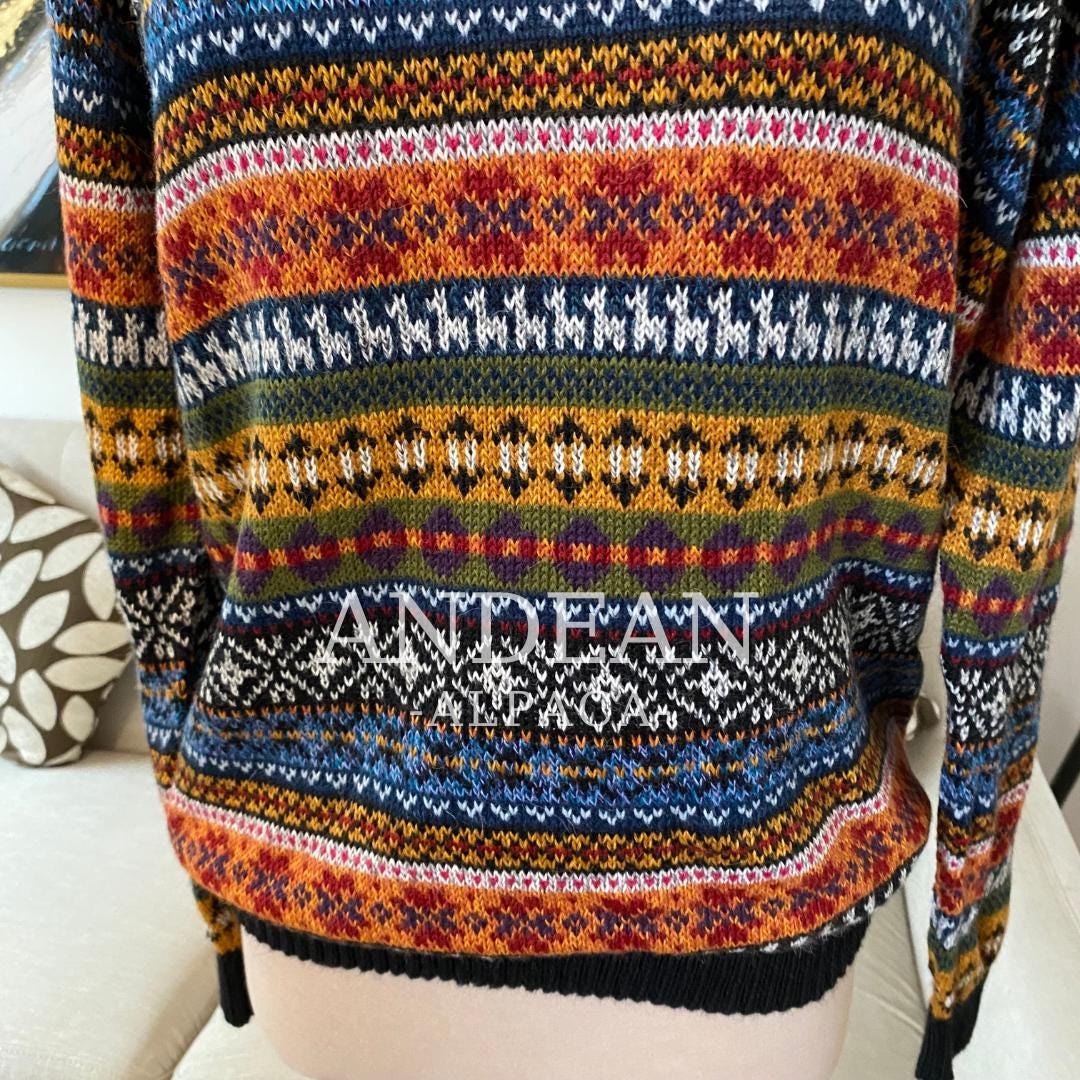 ALPACA SWEATER / Handmade Unisex Jumper / Artisan Andean Pullover / Traditional Peruvian Sweater / Authentic Alpaca Clothing