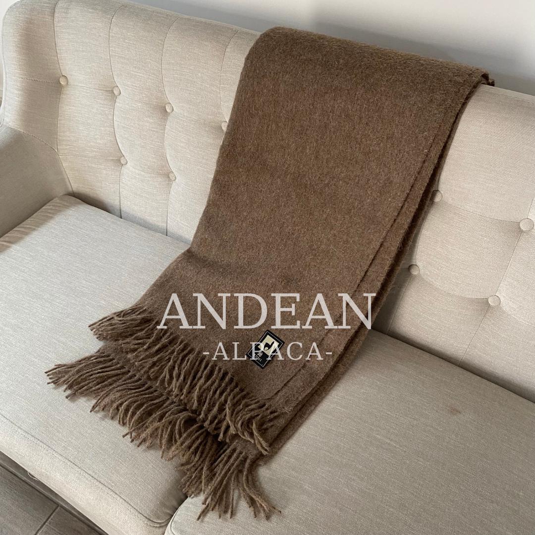 Peruvian Alpaca Throw Blanket / Solid Color Wool / Handwoven Minimalist Decor / Cozy Soft Gift / Natural Home Accent - Red