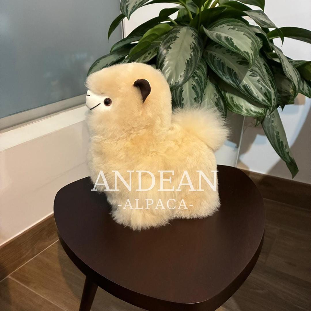 Handmade Baby Alpaca Toy – Andean Ornament, Peruvian Decor - Beige