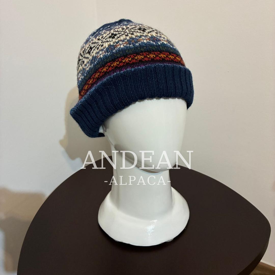 Gorro de lana de alpaca tejido a mano – Diseño andino, gorro unisex de invierno