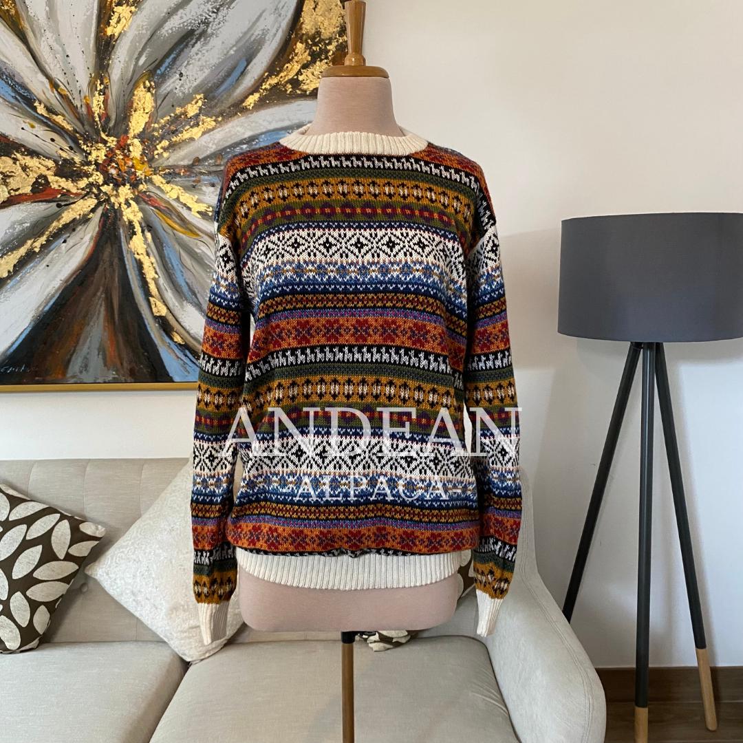 ALPACA SWEATER / Handmade Unisex Jumper / Artisan Andean Pullover / Traditional Peruvian Sweater / Authentic Alpaca Clothing