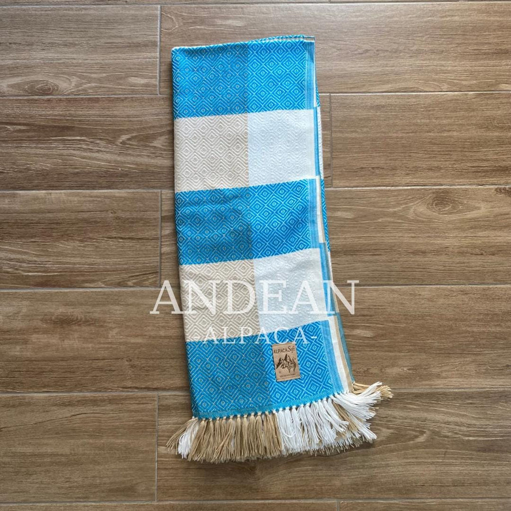 Handwoven Alpaca Throw Blanket: Andean Textile, Boho Decor - Black and White