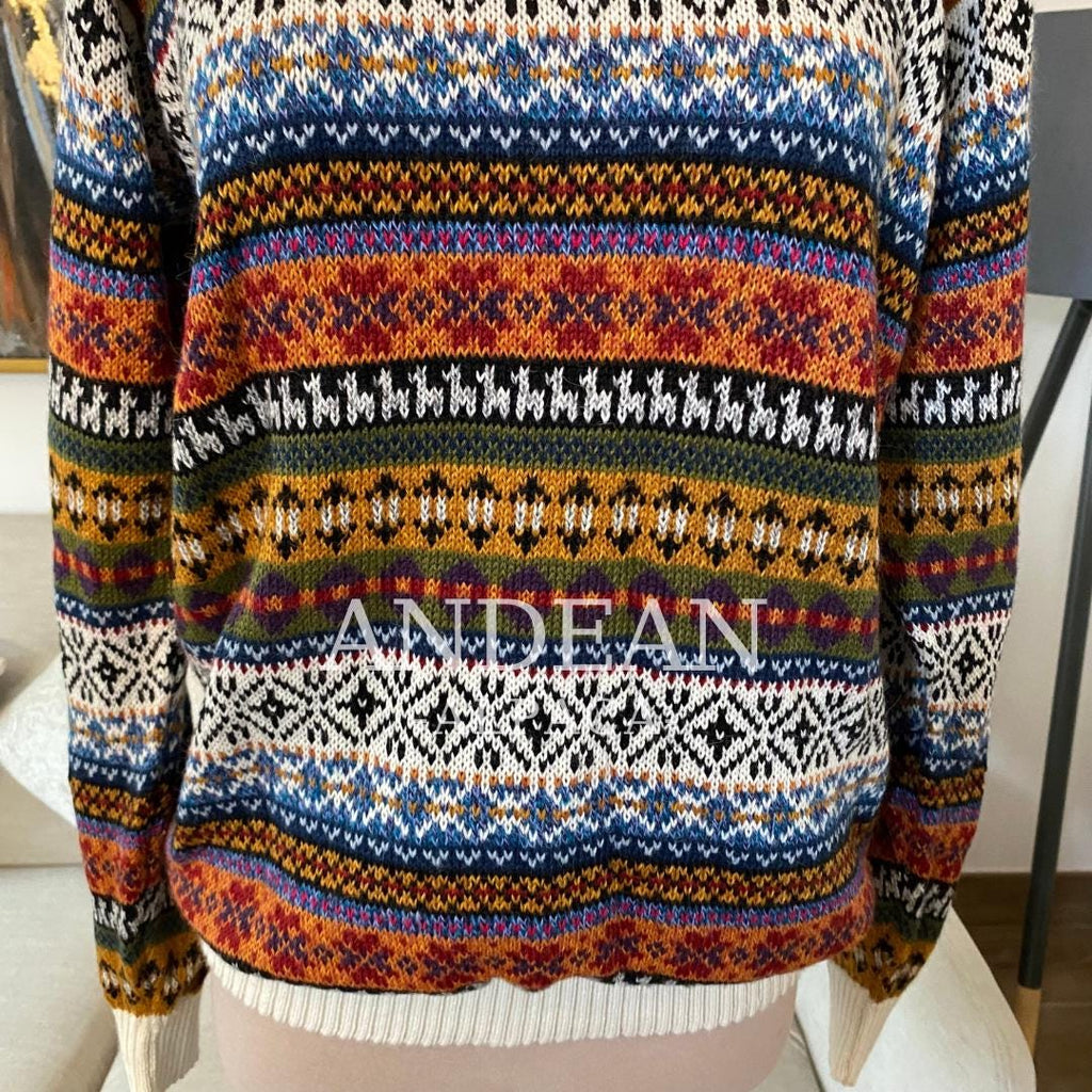ALPACA SWEATER / Handmade Unisex Jumper / Artisan Andean Pullover / Traditional Peruvian Sweater / Authentic Alpaca Clothing