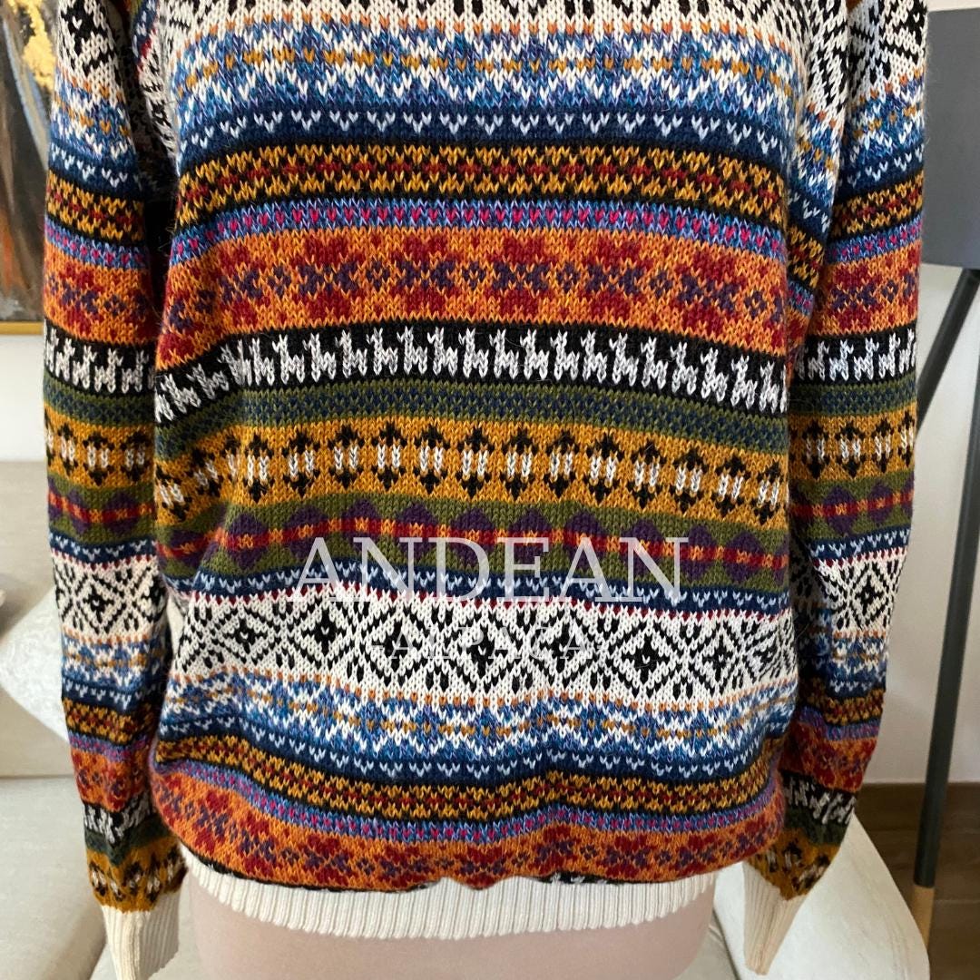 ALPACA SWEATER / Handmade Unisex Jumper / Artisan Andean Pullover / Traditional Peruvian Sweater / Authentic Alpaca Clothing