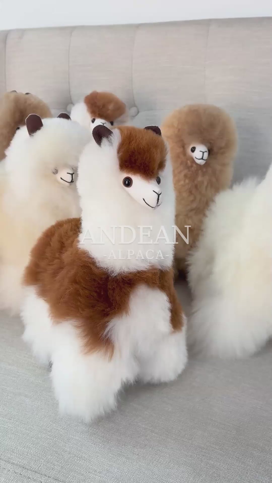 Baby Alpaca Figurine – Handmade Andean Ornament, Soft Alpaca Fur Toy - Brown